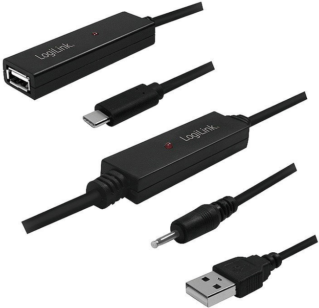 Кабель LogiLink USB-C 2.0 - USB-A 40 м Black (4052792050332) - зображення 1
