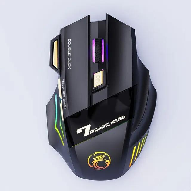Беспроводная компьютерная мышь GW-X7 аккумуляторная 2.4G, 7 кнопок, с подсветкой, черная (82406090) - изображение 1