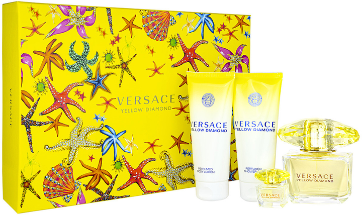 Zestaw damski Versace Yellow Diamond Woda toaletowa 90 ml + Woda toaletowa 5 ml + Lotion do ciała 100 ml + Żel pod prysznic 100 ml (8011003879168) - obraz 1