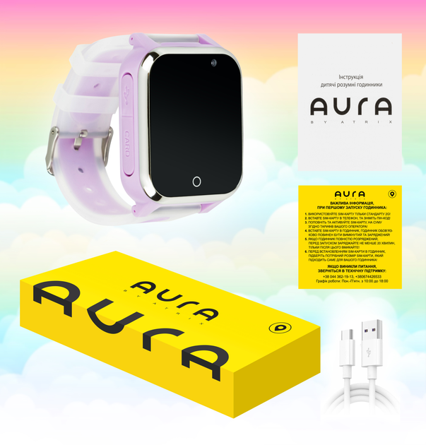 Детские телефон-часы Aura A100 Tracker/Wi-Fi Purple (AUR-A100-PL) - изображение 4