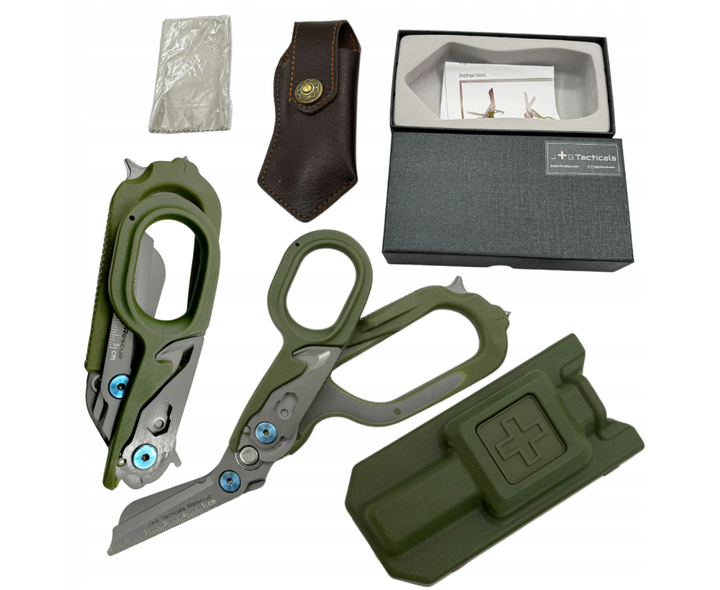Мультитул JB Tacticals Багатофункціональні Медичні Ножиці Зелений Полімерний Чохол - зображення 1