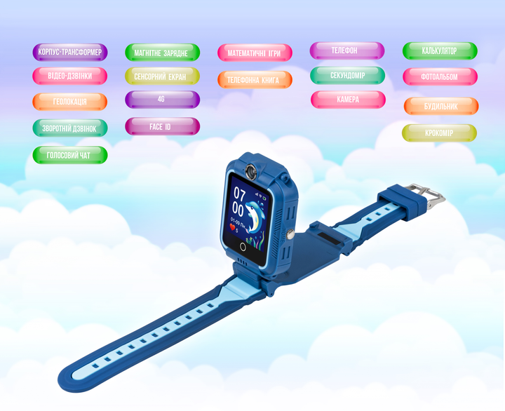 Детские телефон-часы с видеозвонком Aura A400 4G Tracker/Wi-Fi Blue (AUR-A400-BL) - изображение 2