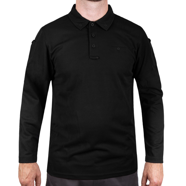 Футболка Поло тактична з довгим рукавом Sturm Mil-Tec TACTICAL LONG SLEEVE POLO SHIRT QUICK DRY Black S (10962002) - изображение 1