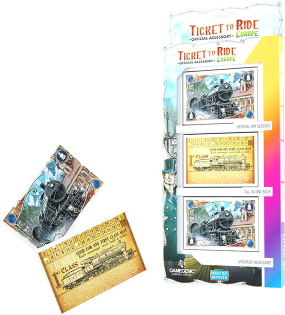 Карткові сорочки Gamegenic Ticket to Ride Europe Art Sleeves 58 x 90 мм 168 шт (4251715410493) - зображення 1