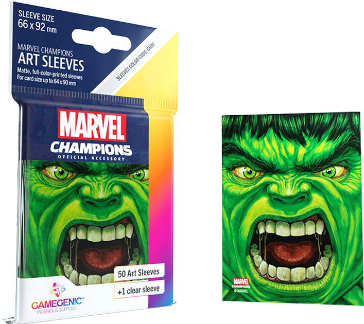 Koszulki na karty Gamegenic Marvel Champions Art Sleeves Hulk 66 mm x 91 mm 50 + 1 szt (4251715410509) - obraz 5