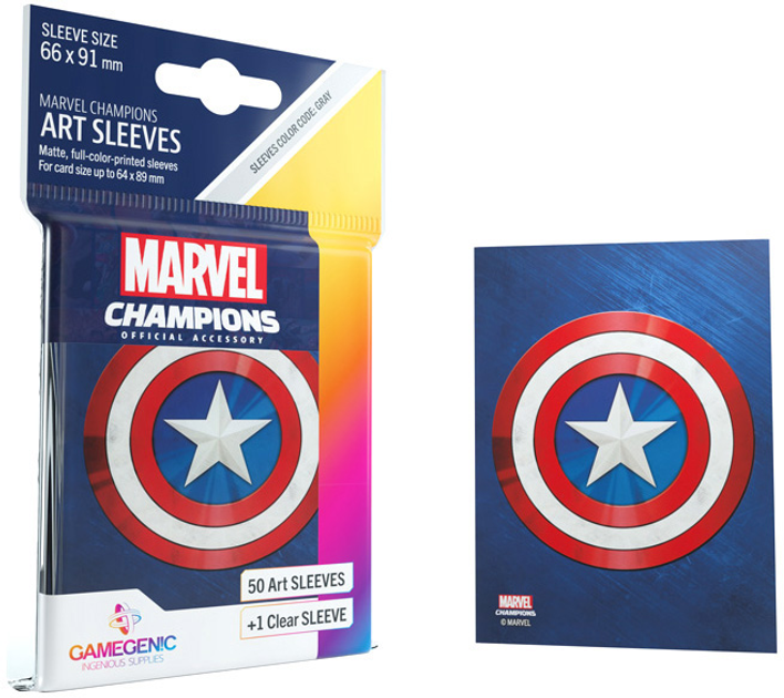 Koszulki na karty Gamegenic Marvel Champions Art Sleeves 66 x 91 mm Captain America 50 + 1 szt (4251715409619) - obraz 5