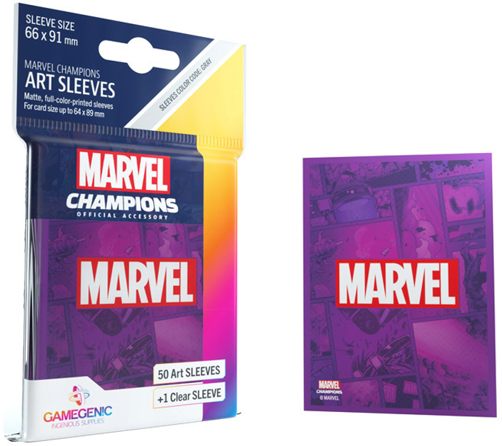 Карткові сорочки Gamegenic Marvel Champions Art Sleeves 66 x 91 мм Purple 50 + 1 шт (4251715409794) - зображення 4