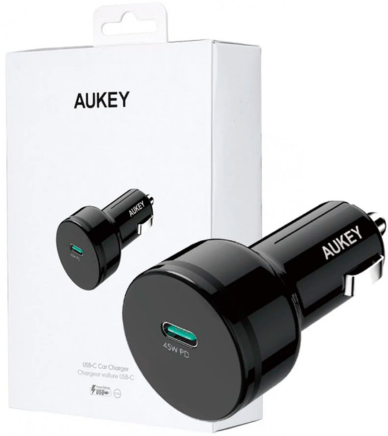 Автомобільний зарядний пристрій AUKEY CC-Y13 USB-C PD 45W Black - зображення 2