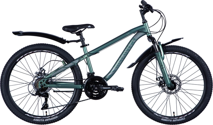 Акція на Велосипед Discovery Flint AM DD ST 24" 13" 2024 Зелено-сріблястий (OPS-DIS-24-332) + Велосипедні шкарпетки в подарунок від Rozetka