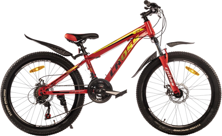 Акція на Велосипед Cross 24" Fast 2023 Рама-12" Red-black yellow (24CJS-004674) + Велосипедні шкарпетки в подарунок від Rozetka