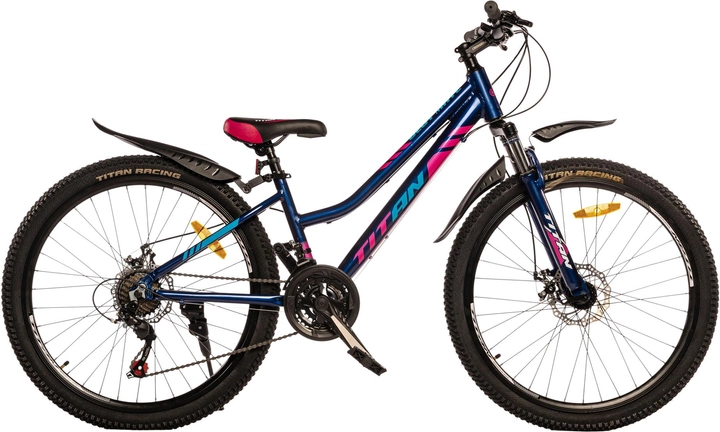 Акція на Велосипед Titan 26" Best Mate 2023 Рама-13" Dark blue-pink (26TJA-004690) + Велосипедні шкарпетки в подарунок від Rozetka