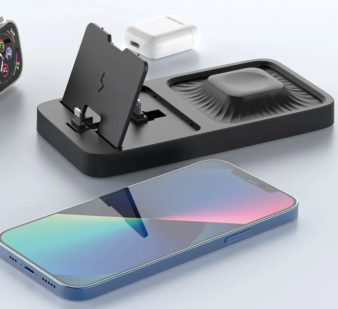 Складна док-станція 3в1 для швидкої зарядки iPhone 15 14 13 12 11 X, Apple Watch 8 7 6 та AirPods Pro - зображення 5