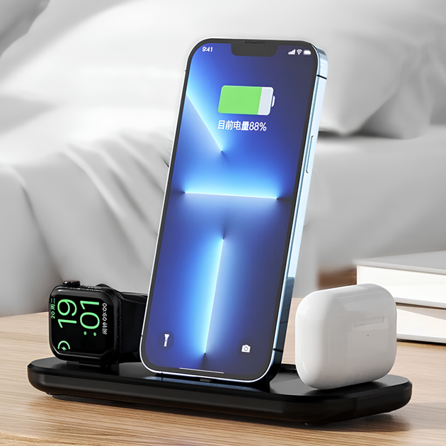 3в1 складная станция быстрой зарядки для iPhone, Apple Watch и AirPods, док-станция Apple для быстрой зарядки - Фото 1 3в1 складная станция быстрой зарядки для iPhone, Apple Watch и AirPods, док-станция Apple для быстрой зарядки - изображение 1