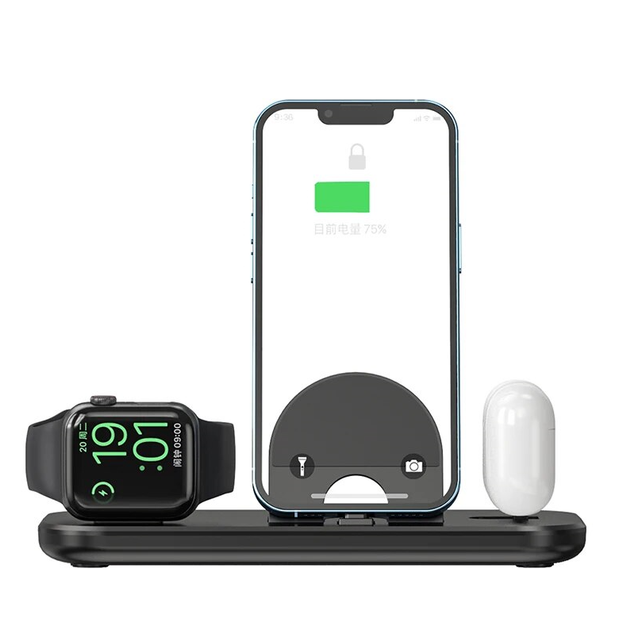 3в1 складная станция быстрой зарядки для iPhone, Apple Watch и AirPods, док-станция Apple для быстрой зарядки - Фото 4 3в1 складная станция быстрой зарядки для iPhone, Apple Watch и AirPods, док-станция Apple для быстрой зарядки - изображение 4