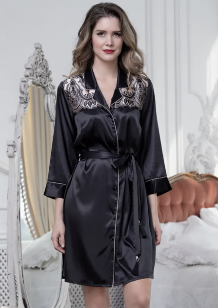 Рубашка-халат Mia-Amore 8937 48(XL) Черный - Фото 1 Рубашка-халат Mia-Amore 8937 48(XL) Черный - изображение 1