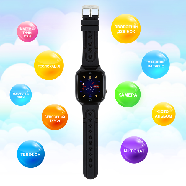 Детские телефон-часы Aura A200 Tracker/Wi-Fi Black (AUR-A200-B) - изображение 2