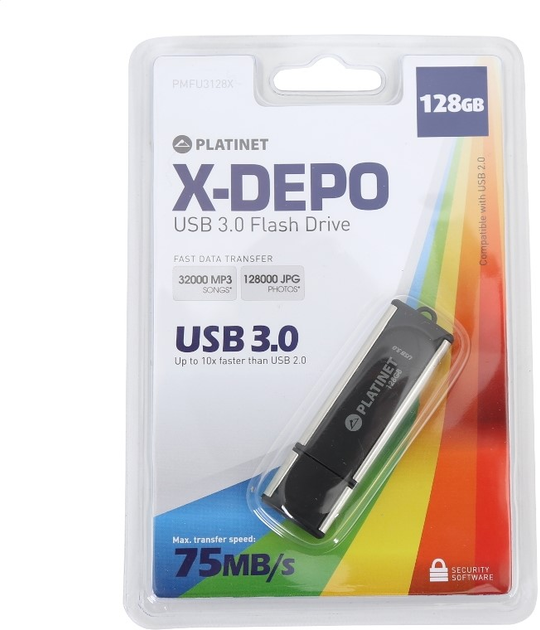 Флеш пам'ять Platinet 42287 128GB USB 3.2 / Type-C X-Depo Black (PMFU3128X) - зображення 1