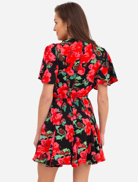 Sukienka damska w kwiaty Ax Paris DA1858 S Czerwona (5063259098681) - obraz 2
