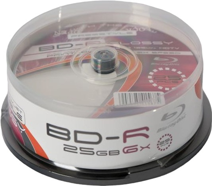 Диски Omega BD-R Blu-Ray 25GB 6X FF White Inkjet Printable Glossy Cake 25 шт (OFBDRPG6C25) - зображення 1