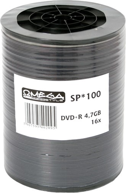 Dyski Omega DVD+R 4.7GB 16X FF White Inkjet Printable Spindle Pack 100 szt (OMDFP16+) - obraz 1