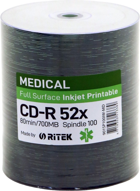 Диски Traxdata CD-R 700MB 52X Medical White Inkjet Printable Spindle Pack 100 шт (TRCMS100) - зображення 1
