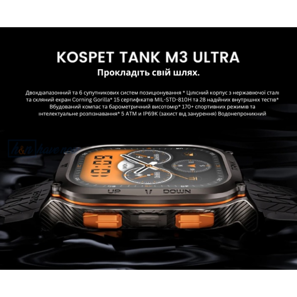 Розумний Smart годинник Kospet TANK M3 ULTRA - GPS протиударний водонепроникний Military Silver (001438789) - зображення 5