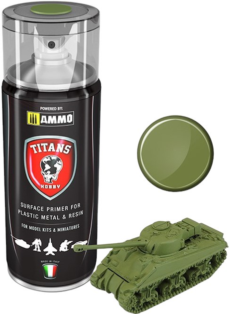 Farba w sprayu Ammo Titans Hobby Matt Primer Military Green 400 ml (7426842918922) - obraz 1