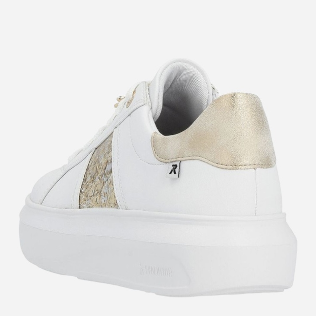 Sneakersy damskie skórzane RIEKER REVW1202-82 41 Biały/Złoty (4061811746286) - obraz 5