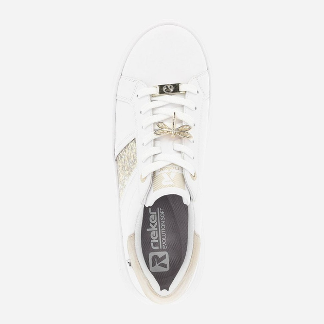 Sneakersy damskie skórzane RIEKER REVW1202-82 41 Biały/Złoty (4061811746286) - obraz 6
