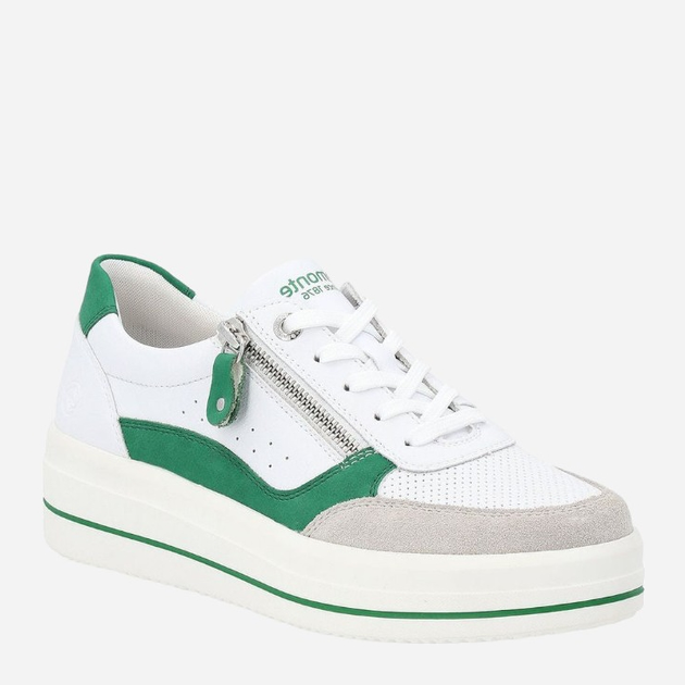 Sneakersy damskie skórzane Remonte REMD1C00-80 36 Biały/Zielony (4061811756933) - obraz 2