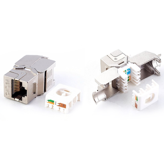 Роз'єм Lucom RJ45 STP6a-конектор /F Keystone AWG22-26 LSA PoE+ срібний(62.09.8116) - изображение 4