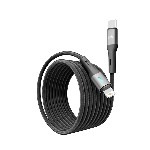 Кабель для зарядки и обмена данными USB YOKI YK-LE17 LED Series Type-C to Lightning 30W (3A/10V) 2m Black - Фото 5 Кабель для зарядки и обмена данными USB YOKI YK-LE17 LED Series Type-C to Lightning 30W (3A/10V) 2m Black - изображение 5
