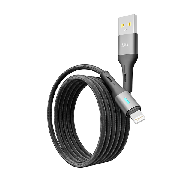 Кабель для зарядки и обмена данными USB YOKI YK-LE17 LED Series USB/Lightning 12W (2.4A/5V) 1.2m Black - изображение 5