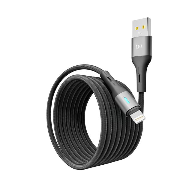 Кабель для зарядки и обмена данными USB YOKI YK-LE17 LED Series USB/Lightning 12W (2.4A/5V) 2m Black - Фото 4 Кабель для зарядки и обмена данными USB YOKI YK-LE17 LED Series USB/Lightning 12W (2.4A/5V) 2m Black - изображение 4