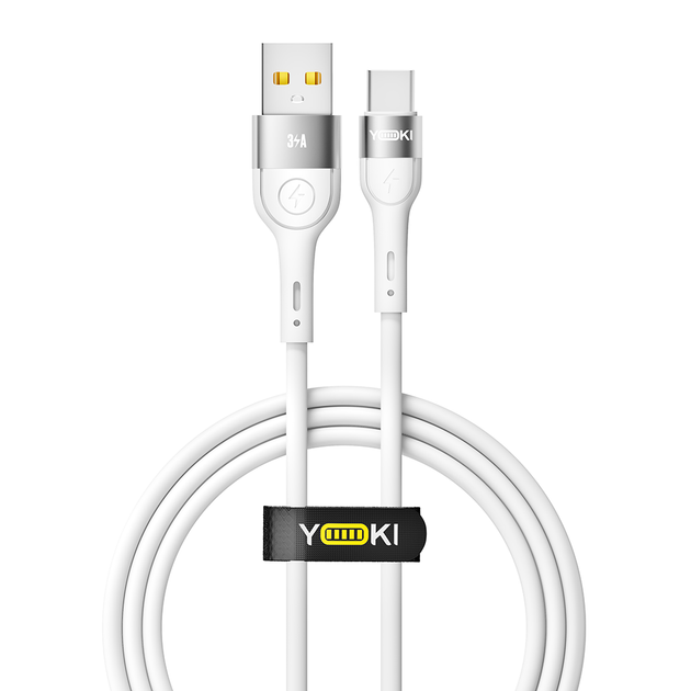Кабель для зарядки и обмена данными USB YOKI YK-EX11 EXTRA Series USB/Type C 60W (3A/20V) 1.2m White - Фото 1 Кабель для зарядки и обмена данными USB YOKI YK-EX11 EXTRA Series USB/Type C 60W (3A/20V) 1.2m White - изображение 1