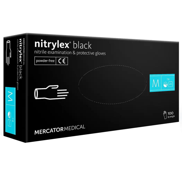 Нитриловые перчатки Nitrylex Black черные L 50 пар - изображение 1