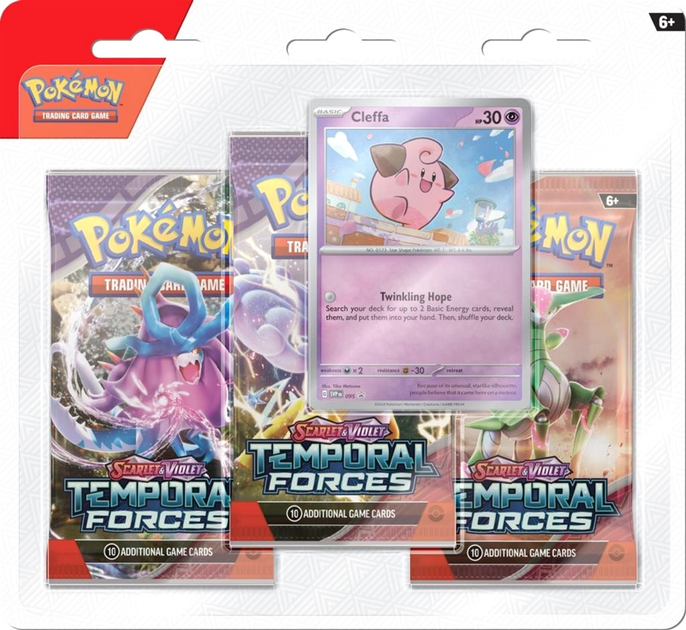 Ігрові карти Pokemon TCG Temporal Forces 3pack Bli Cleffa (820650856464) - зображення 1