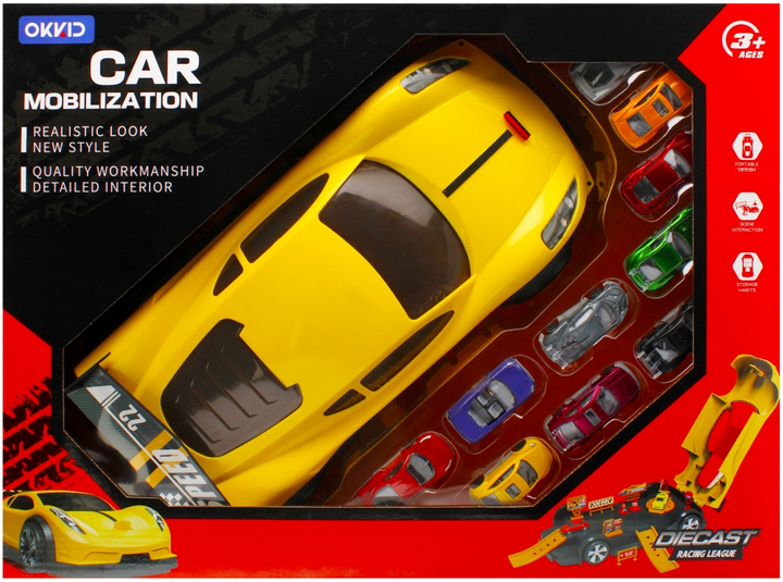 Samochód-garaż Mega Creative Diecast Racang League z autami i naklejkami (5904335851458) - obraz 1