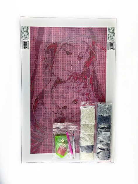 Алмазная мозаика Икона Богородица с Иисусом в сером цвете 30х50 см ColorArt TP901 - изображение 2