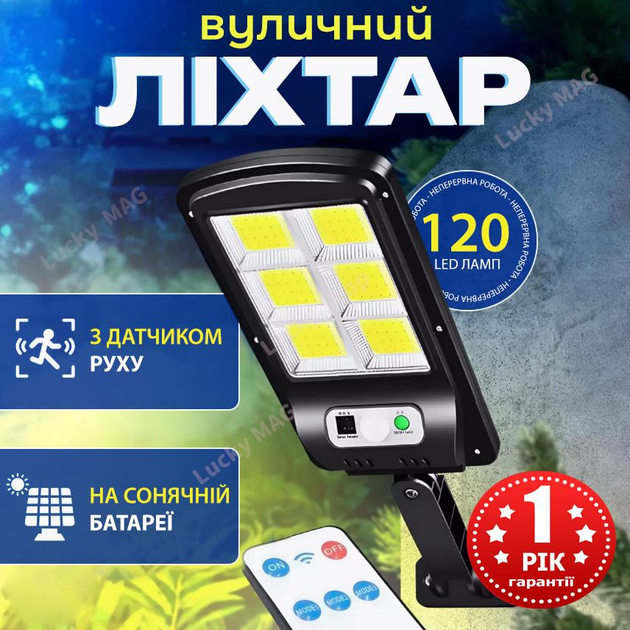 Вуличний ліхтар з кріпленням світлодіодний на сонячній батареї з ...