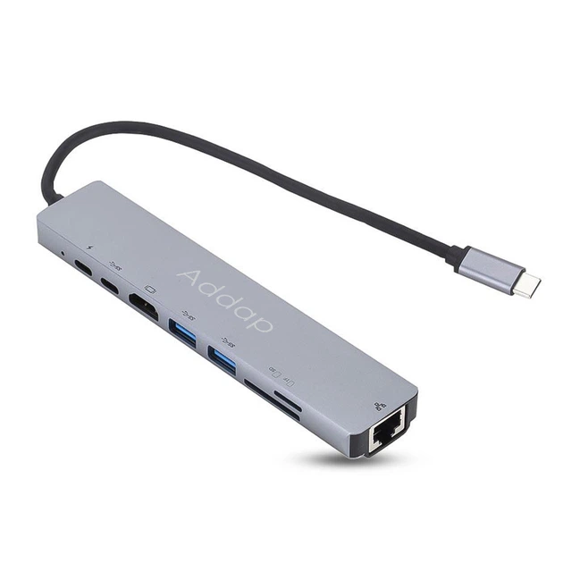 Многофункциональный USB хаб ADDAP MH04 , 8-в-1 | Type C + USB HUB