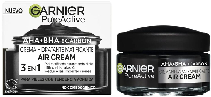 Крем для обличчя Garnier Pure Active with AHA + BHA + Carbon Зволожувальний 50 мл (3600542572873) - зображення 1