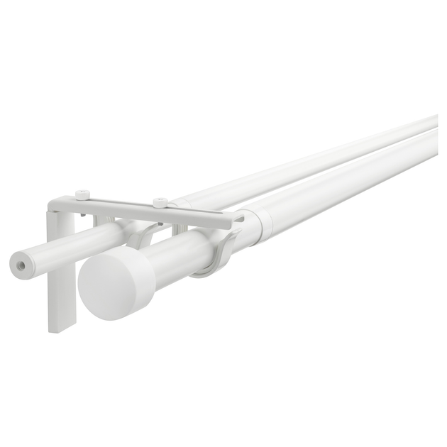 Карниз подвійний IKEA RÄCKA / HUGAD білий 120-210 см 293.995.89 - зображення 1