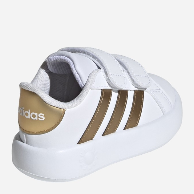 Дитячі кеди для дівчинки adidas Grand Court 2.0 Cf IG6586 22 Білі з золотистим (4067886395015) - зображення 4