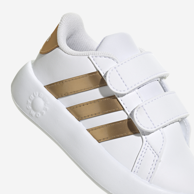 Sneakersy dziecięce dla dziewczynki adidas Grand Court 2.0 Cf I IG6586 23 Białe z złocistym (4067886398627) - obraz 7