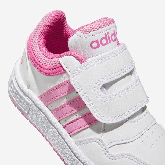 Sneakersy dziecięce dla dziewczynki na rzepy adidas Hoops 3.0 Cf I IG3719 26 Białe (4066765416001) - obraz 7
