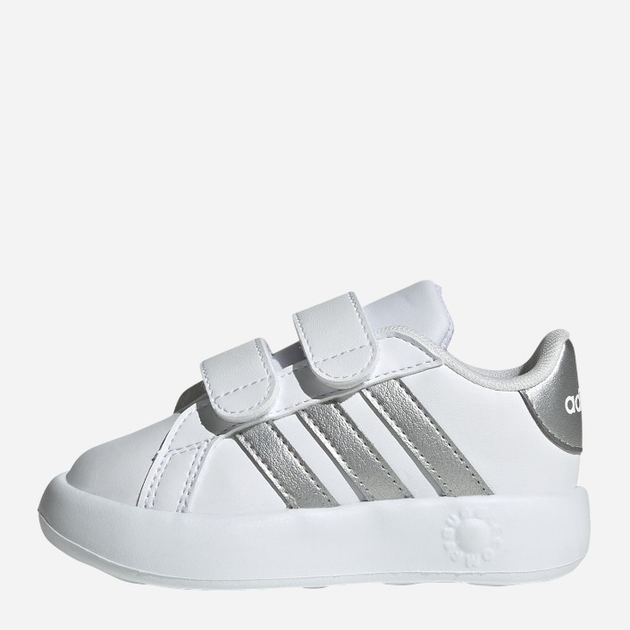 Sneakersy dziecięce dla dziewczynki na rzepy adidas Grand Court 2.0 Cf ID5274 22 Białe ze srebrzystym (4066765031372) - obraz 4