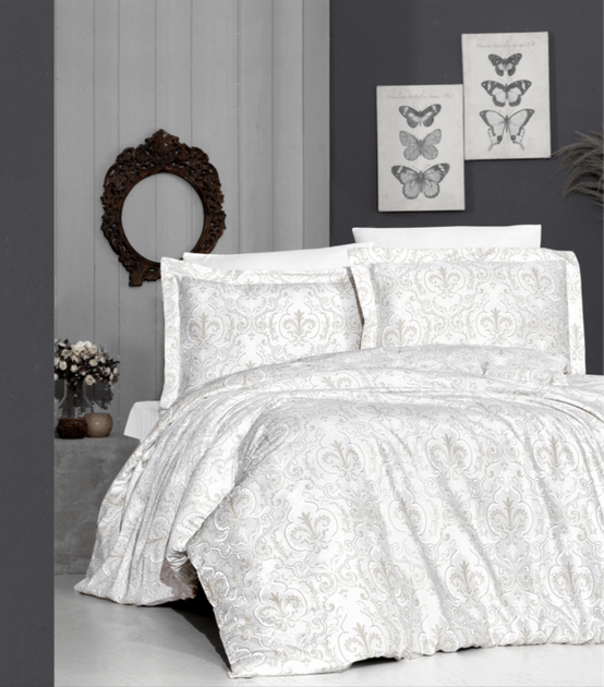 Комплект постельного белья Satin Cotton First Choice - First Choice - S-241 DELMOR CREAM - Полуторный - Белый - Фото 1 Комплект постельного белья Satin Cotton First Choice - First Choice - S-241 DELMOR CREAM - Полуторный - Белый - изображение 1