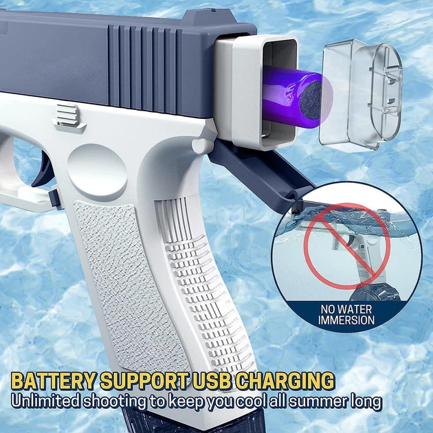 Аккумуляторный водный пистолет Water Gun Upgraded Version голубой - Фото 8 Аккумуляторный водный пистолет Water Gun Upgraded Version голубой - изображение 8