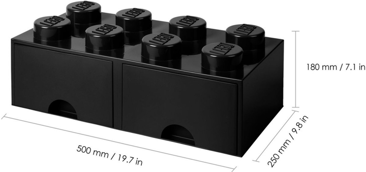 Pudełko LEGO Storage Brick 8 z szufladą i ośmioma wypustkami Czarny (40061733) - obraz 6